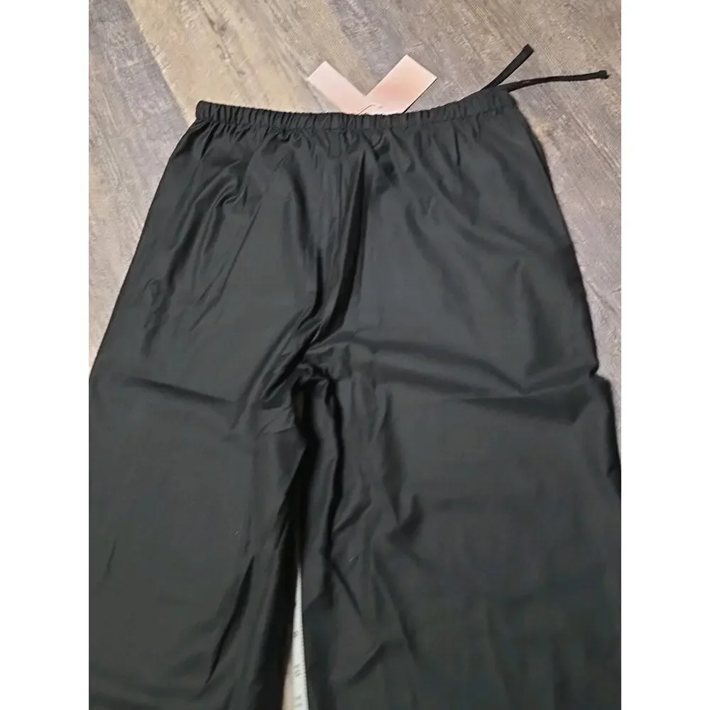 Sucegi Black Wide Leg Pants Large High Waisted Lounge Pajama Palazzo Trousers L - Picture 4 of 6